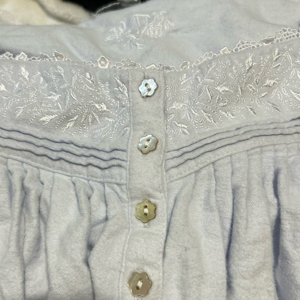 Eileen West Fairy Tale Cotton Flannel Nightgown Blue Size XL Embroidered Cottage - Picture 13 of 13